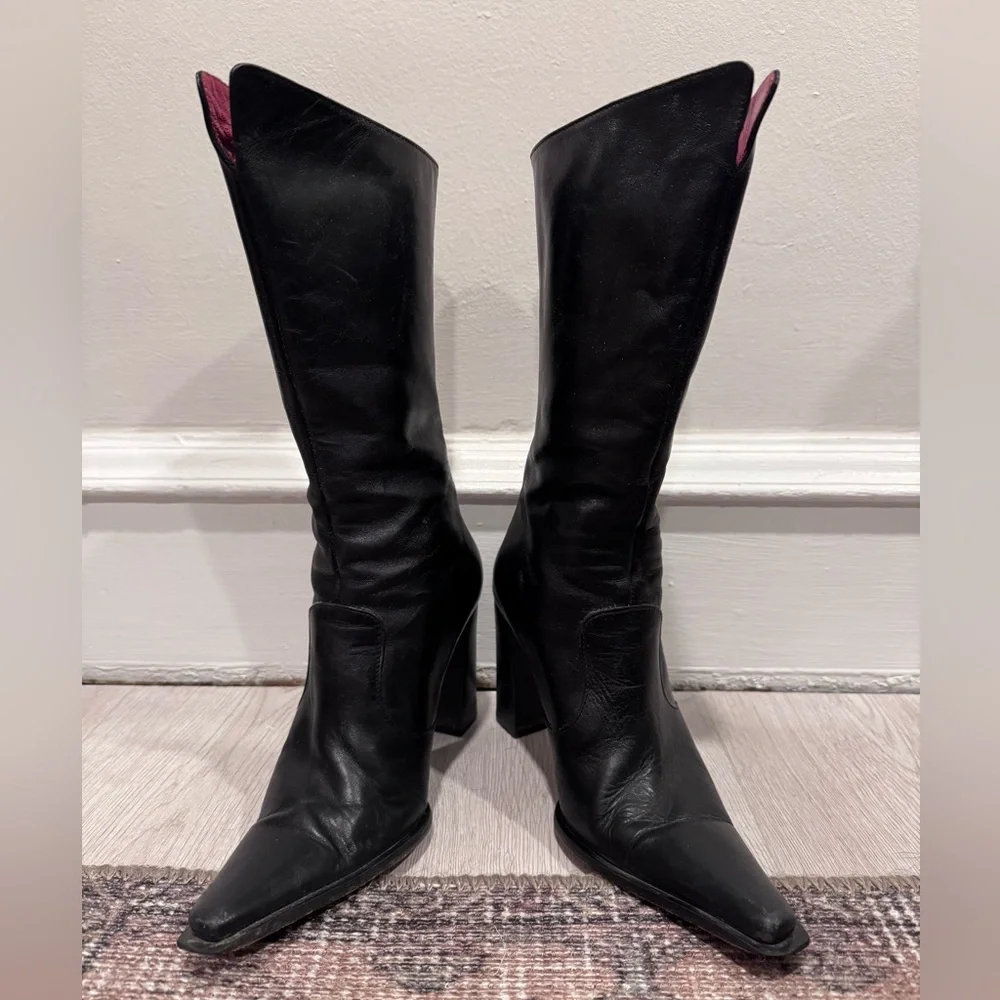 Cafenoir Black Italian Leather Women's Boots, size - Picture 2 of 10